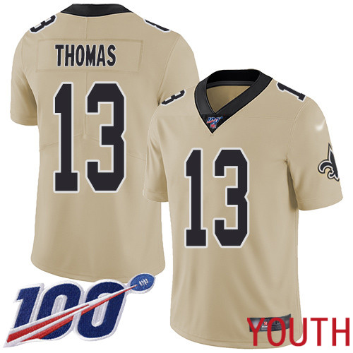 New Orleans Saints Limited Gold Youth Michael Thomas Jersey NFL Football #13 100th Season Inverted Legend Jersey